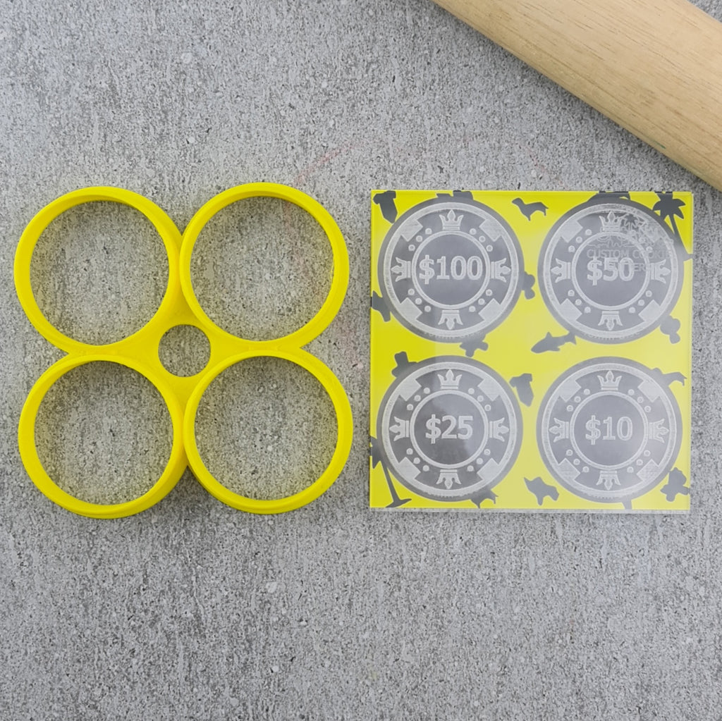Dollar Amount Poker Chips Mini Debosser Custom Cookie Cutters