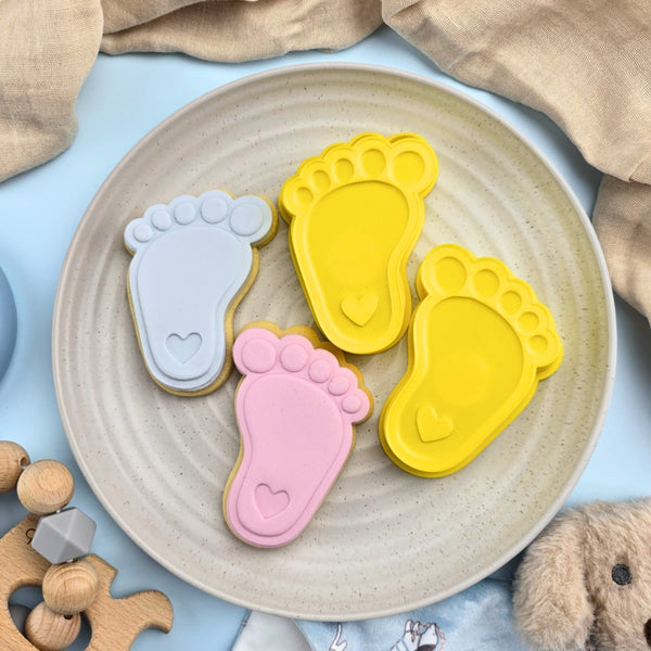 Baby Foot Cutter & Debosser (With Heart) Set