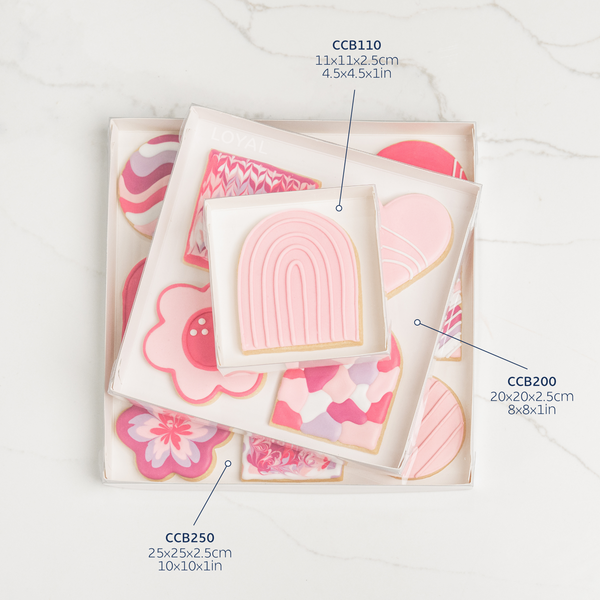 Cookie Box Square 11cm x 11cm x 2.5cm Clear Lid (Single)