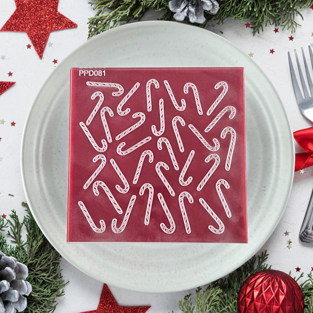 Candy Canes Pattern Plate | Custom Cookie Cutters