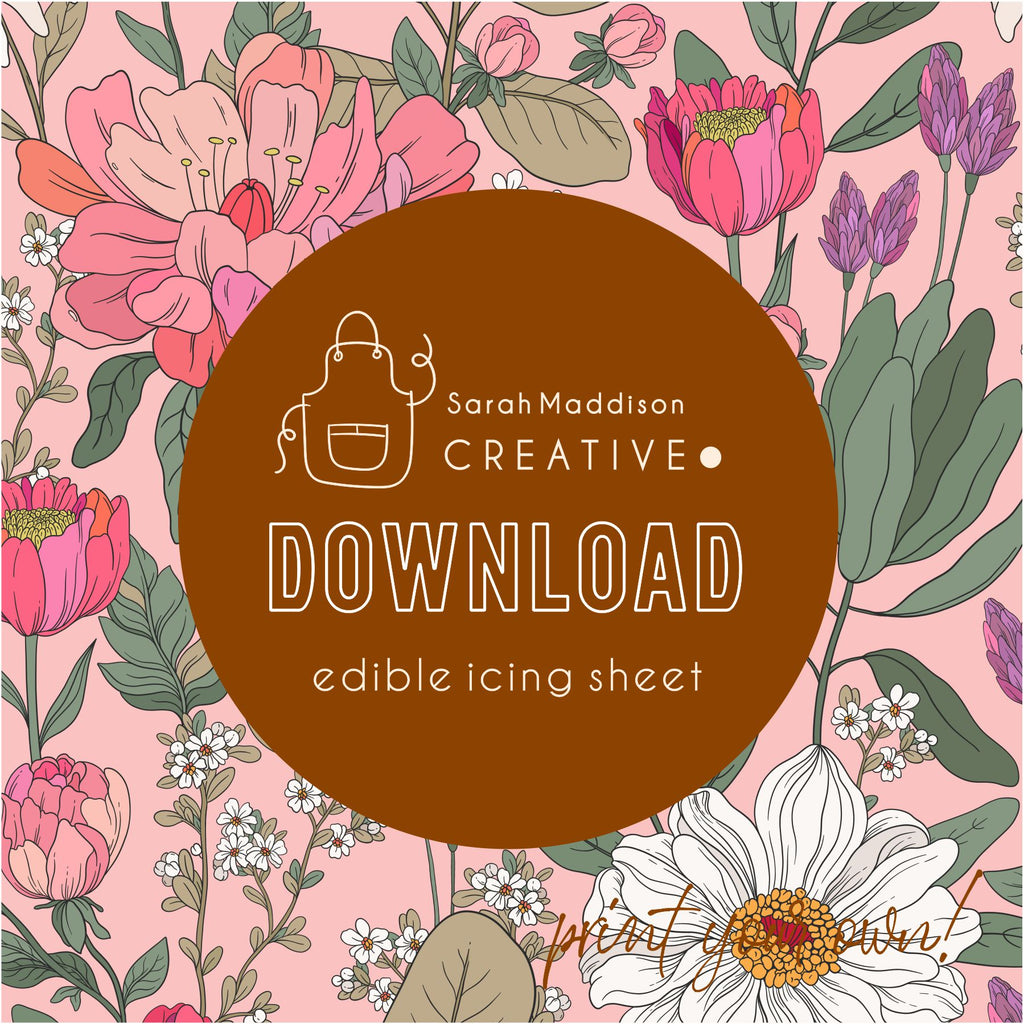 DIGITAL Icing Sheet Download - Floral Garden Pink (Sarah Maddison ...