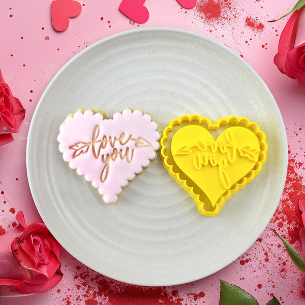 Love You Scalloped Heart Cutter & Embosser Set