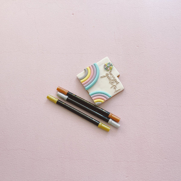 More Metallic Edible Markers 3pk - Gold, Copper and Silver Pearl  (Moreish)