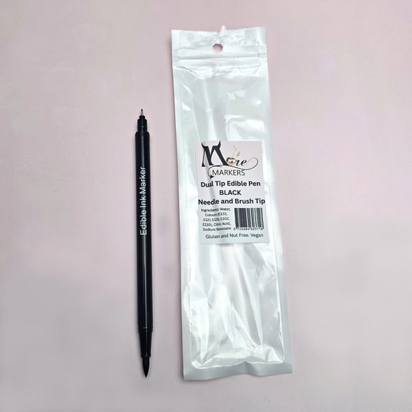 Double Ended Edible Marker - Black - Brush and Needle Tip (Moreish)