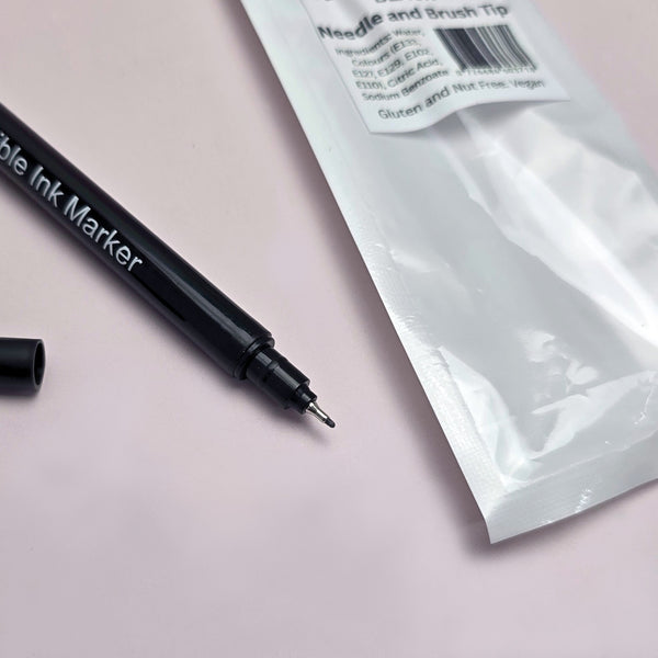 Double Ended Edible Marker - Black - Brush and Needle Tip (Moreish)