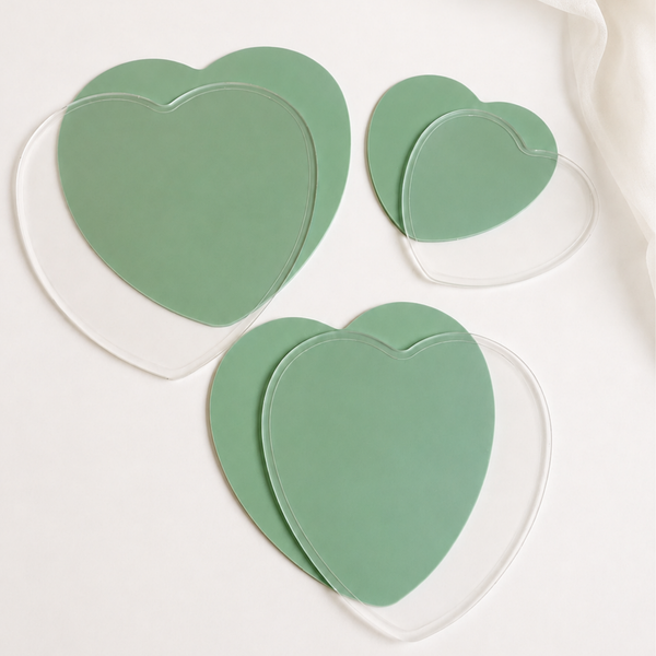 No Trim Acrylic Cake Boards Heart Shape - Set of 2 (SweetP)