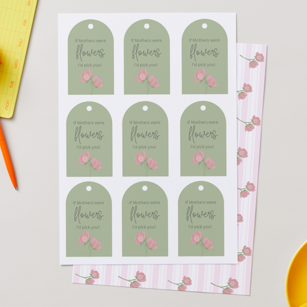 Stripe Peony Download + BONUS Gift Tags - DIGITAL Print Your Own Image (SweetP)