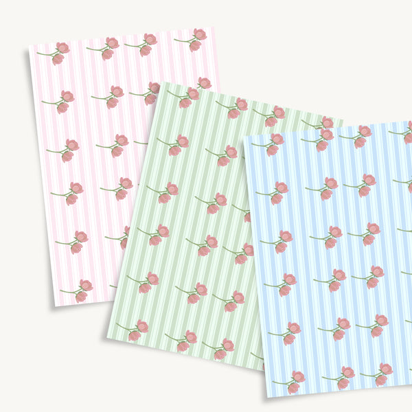 Stripe Peony Download + BONUS Gift Tags - DIGITAL Print Your Own Image (SweetP)