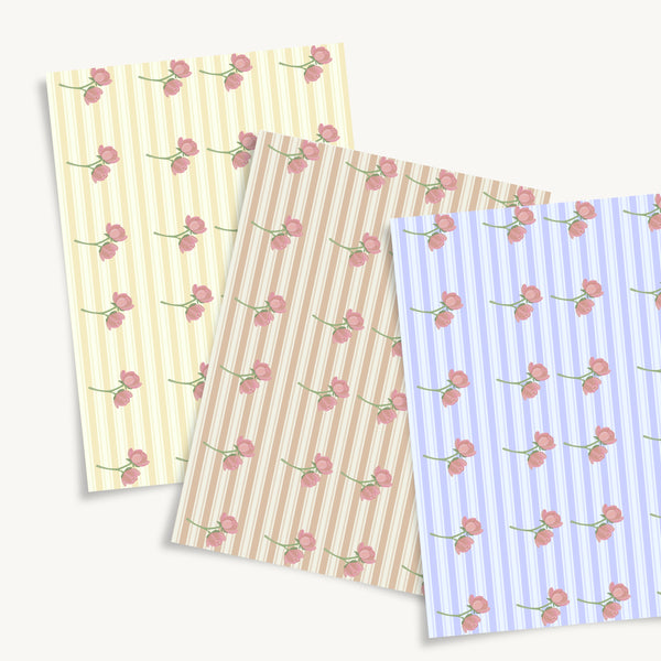 Stripe Peony Download + BONUS Gift Tags - DIGITAL Print Your Own Image (SweetP)