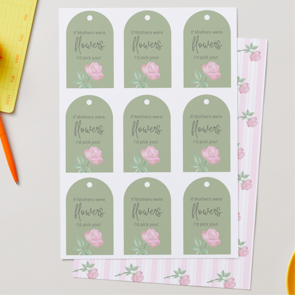 Stripe Rose Download + BONUS Gift Tags - DIGITAL Print Your Own Image (SweetP)
