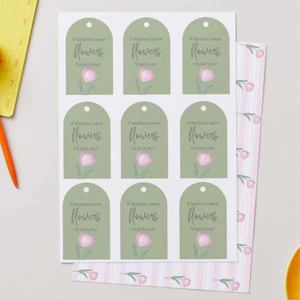 Stripe Tulip Download + BONUS Gift Tags - DIGITAL Print Your Own Image (SweetP)