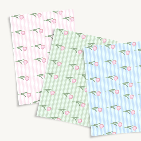 Stripe Tulip Download + BONUS Gift Tags - DIGITAL Print Your Own Image (SweetP)