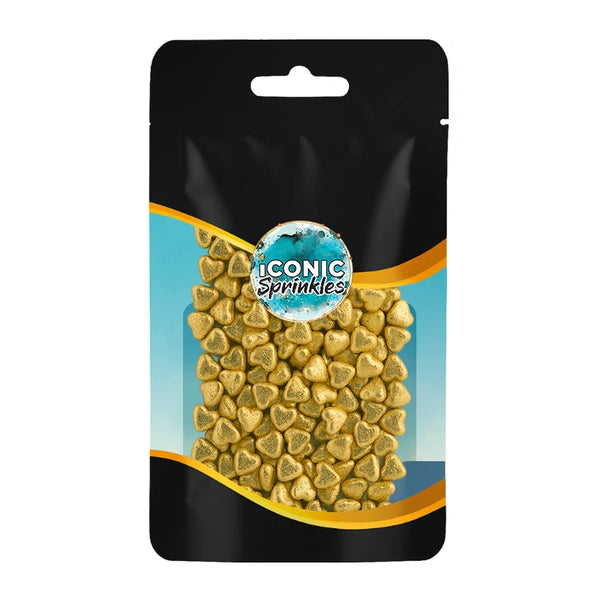 Metallic Gold Hearts Sprinkles 30g