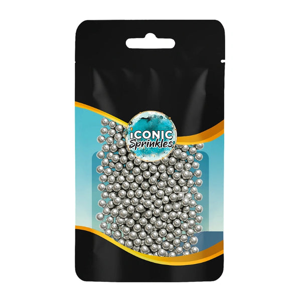 Metallic Silver Pearls (4mm) Sprinkles 30g