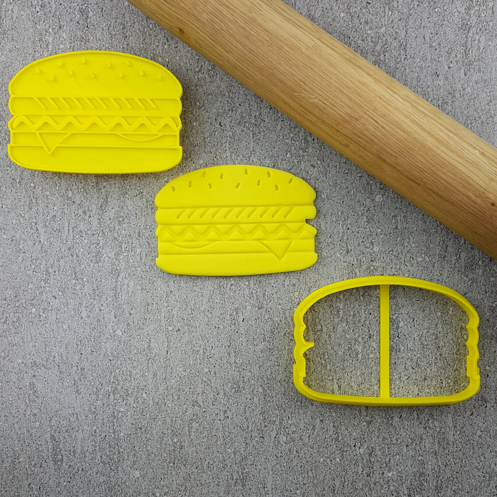 Burger Cutter and Embosser Set Custom Cookie Cutters