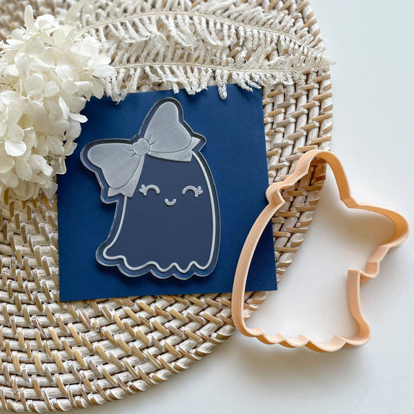 Ghost with Bow Cutter & Debosser Set (Little Biskut)