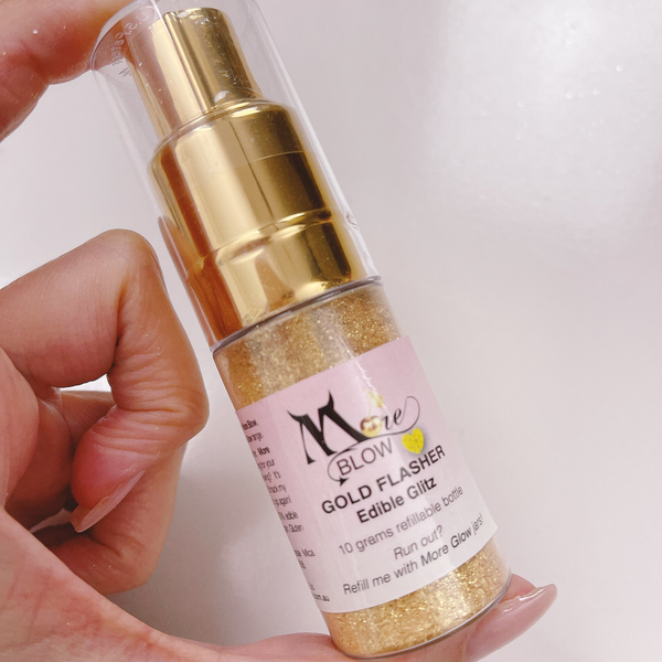 More Blow- The Ultimate Glitter Puffer Spray- Gold Flasher!  (Moreish Cakes)