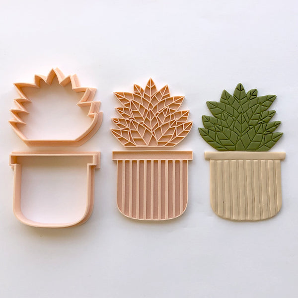 Leafy Plant Cutter and Embosser 4pc Set (Little Biskut)