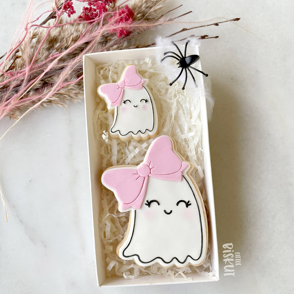 Ghost with Bow Cutter & Debosser Set (Little Biskut)