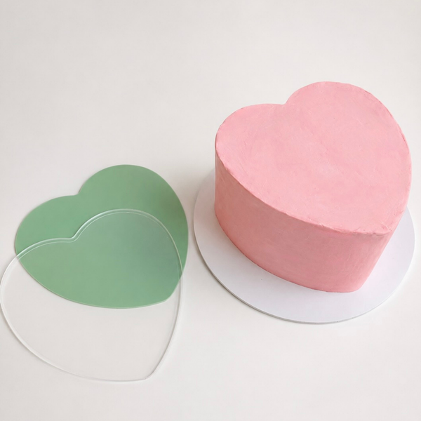 No Trim Acrylic Cake Boards Heart Shape - Set of 2 (SweetP)