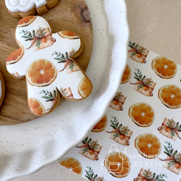 DIGITAL Icing Sheet Download - Orange Gifting Pattern (Sarah Maddison)