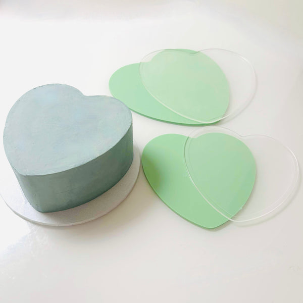 No Trim Acrylic Cake Boards Heart Shape - Set of 2 (SweetP)