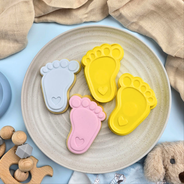 Baby Foot Cutter & Debosser (With Heart) Set