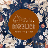 DIGITAL Icing Sheet Download - Floral Pattern Navy (Sarah Maddison)