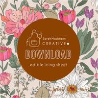 DIGITAL Icing Sheet Download - Floral Garden Beige (Sarah Maddison)