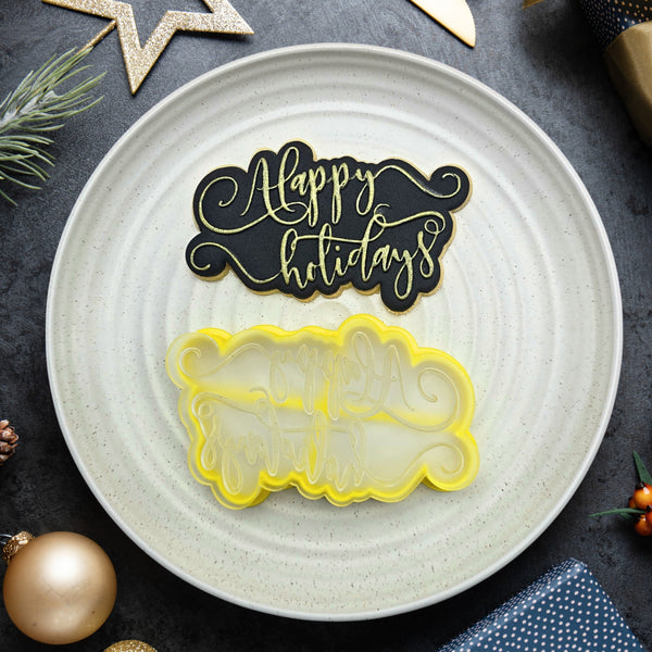 Happy Holidays Cutter & Debosser Set