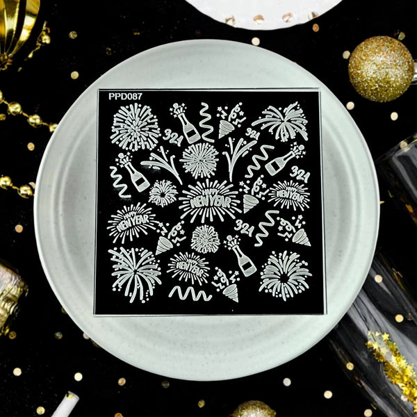 Happy New Year Pattern Plate