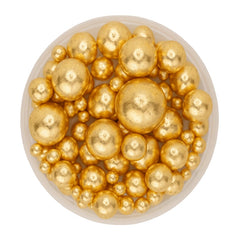 Mixed Metallic Gold Pearls Sprinkles 30g