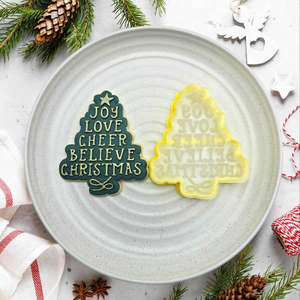 Joy Christmas Tree Cutter & Debosser Set