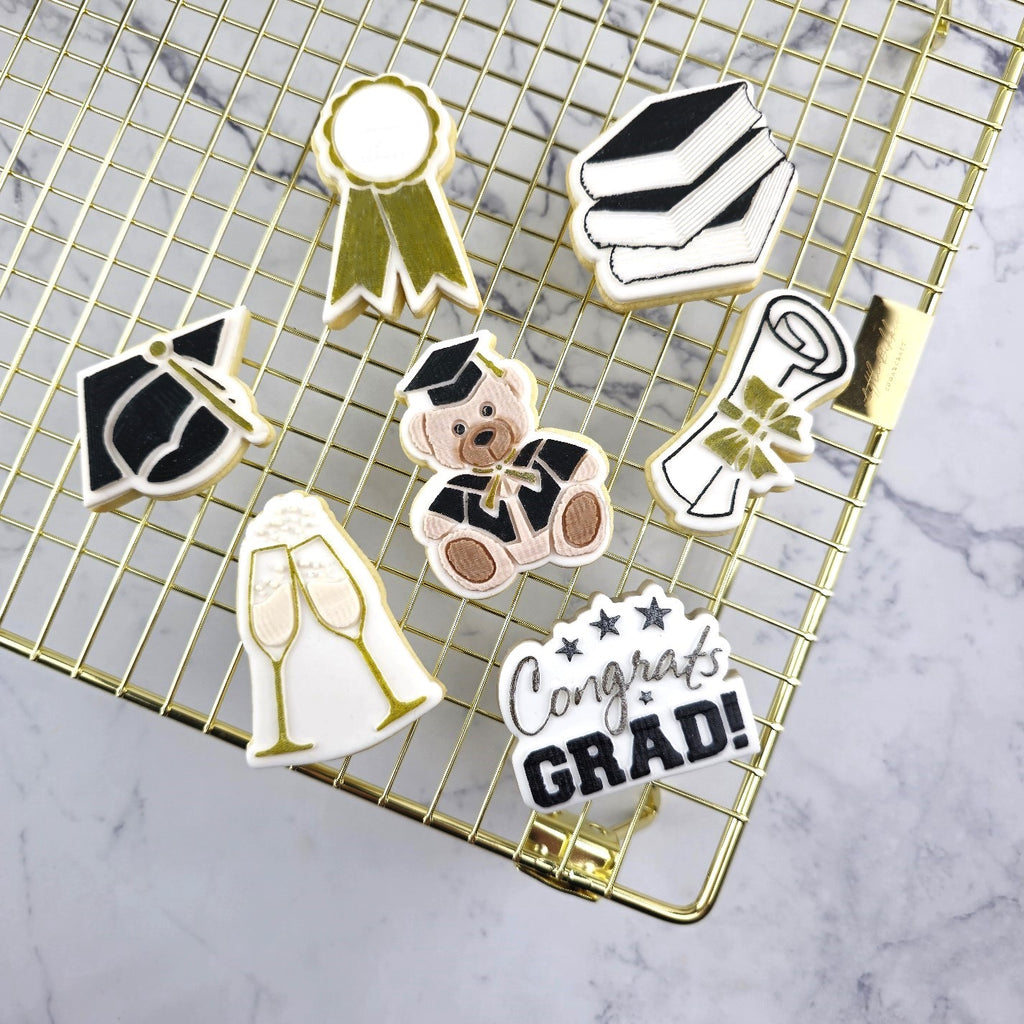 Mini Graduation Full 7 Cutter and Debosser Set | Custom Cookie Cutters
