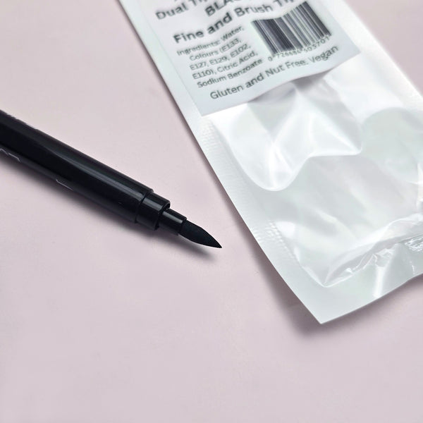 Double Ended Edible Marker - Black - Brush and Fine Tip (Moreish)