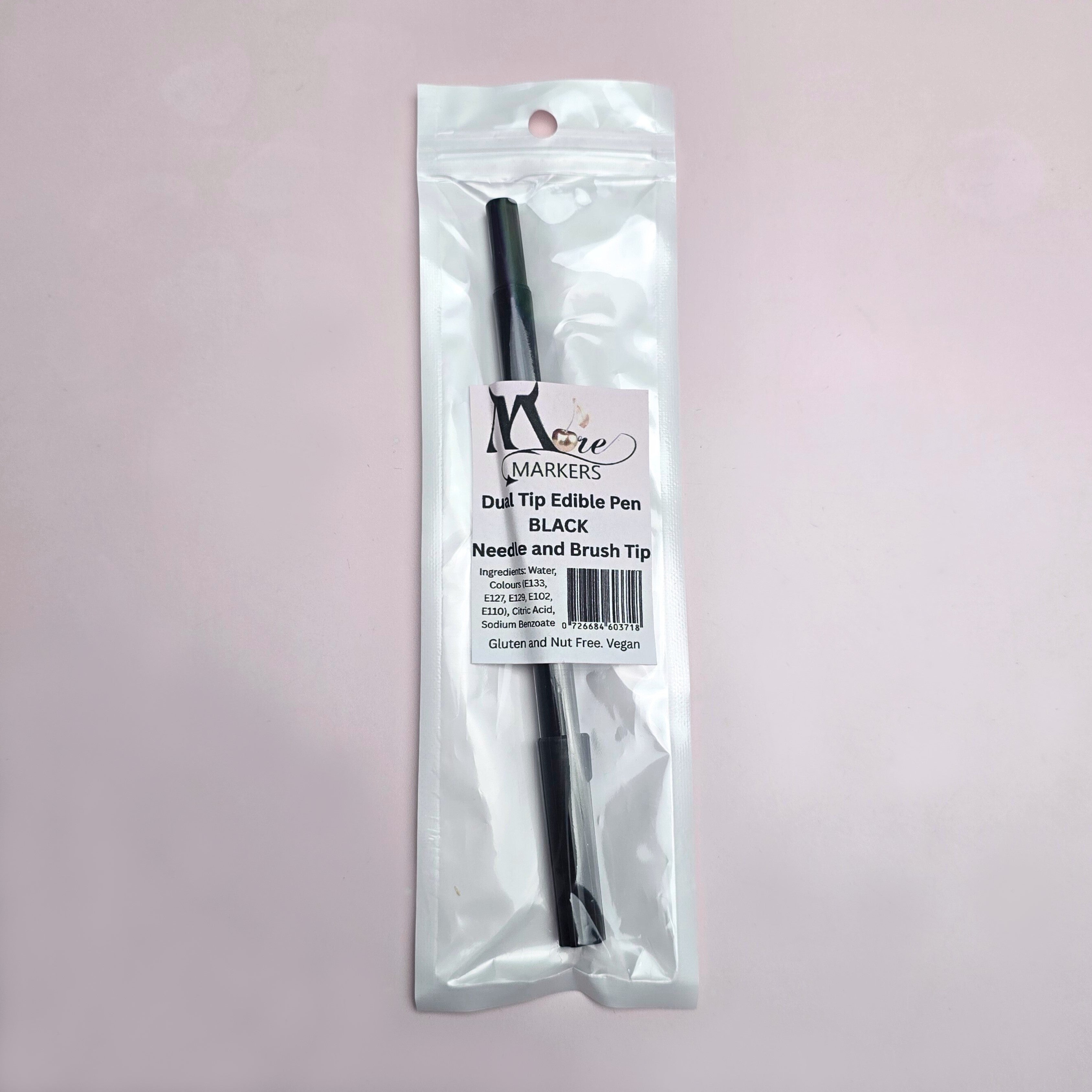 Double Ended Edible Marker - Black - Brush and Needle Tip (Moreish)
