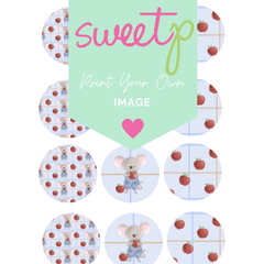 Watercolour Mouse & Apples (Circles) Download - DIGITAL Print Your Own Image (SweetP)