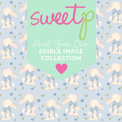 DIGITAL Edible Image Download - Blue Daisy Bunny (SweetP)