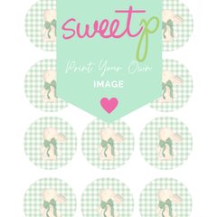 Gingham Bunny Green (Circles) Download - DIGITAL Print Your Own Image (SweetP)
