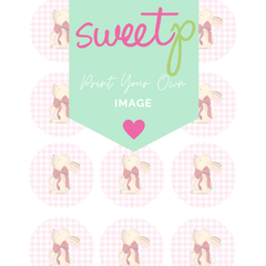 Gingham Bunny Pink (Circles) Download - DIGITAL Print Your Own Image (SweetP)