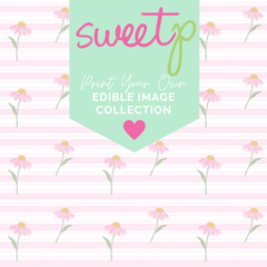 DIGITAL Edible Image Download - Stripe Daisy + BONUS Gift Tags (SweetP)