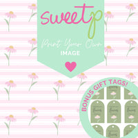 DIGITAL Print Your Own Image Download - Stripe Daisy + BONUS Gift Tags (SweetP)