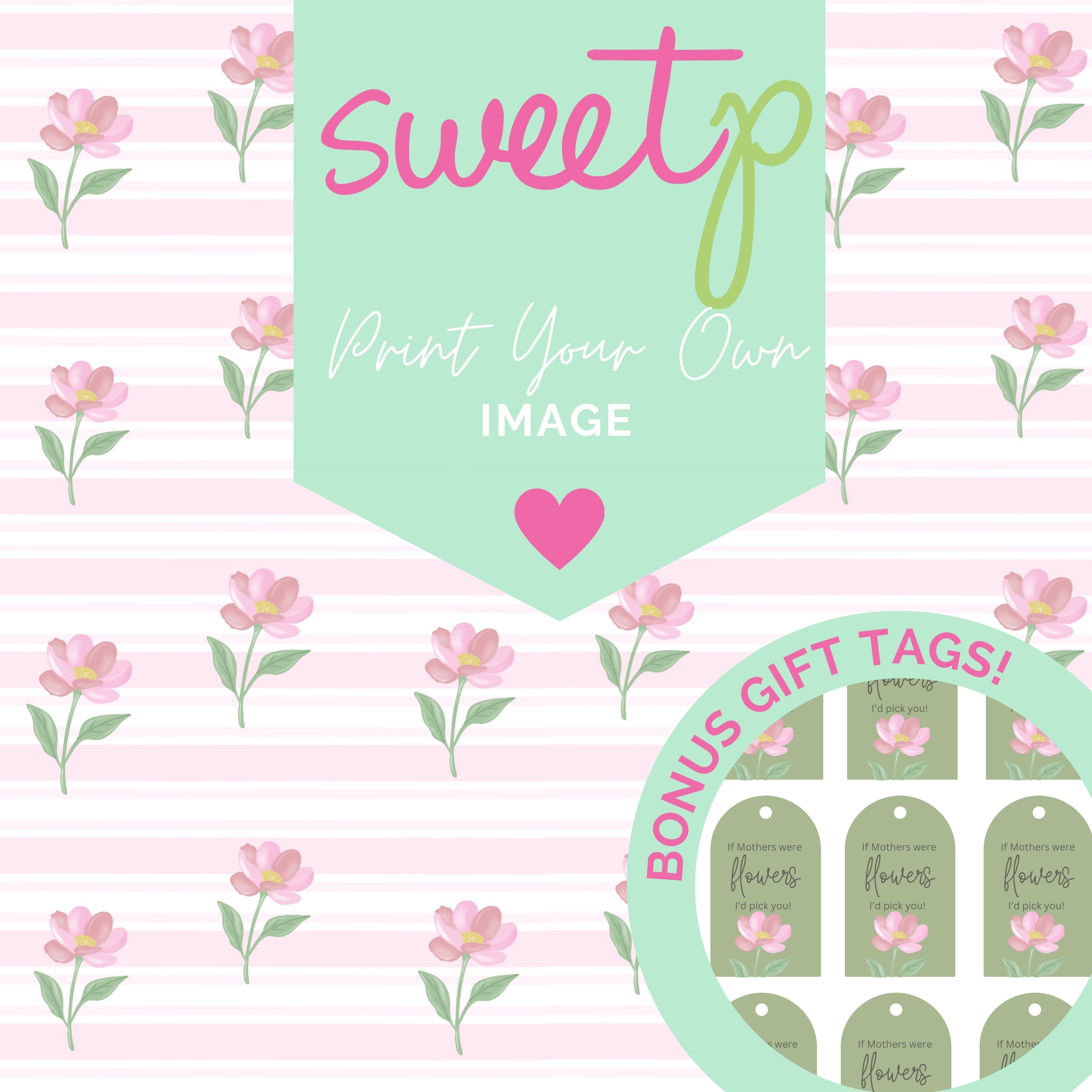 DIGITAL Print Your Own Image Download - Stripe Anemone + BONUS Gift Tags (SweetP)