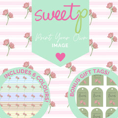 Stripe Peony Download + BONUS Gift Tags - DIGITAL Print Your Own Image (SweetP)