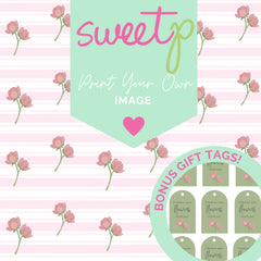 DIGITAL Print Your Own Image Download - Stripe Peony + BONUS Gift Tags (SweetP)