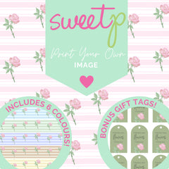 Stripe Rose Download + BONUS Gift Tags - DIGITAL Print Your Own Image (SweetP)