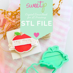 Apple with Banner Layer Set Digital STL File - For 3D Printed Cutters & Stamps (SweetP)