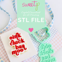 Oink Cluck Baa Moo Layer Set Digital STL File - For 3D Printed Cutters & Stamps (SweetP)