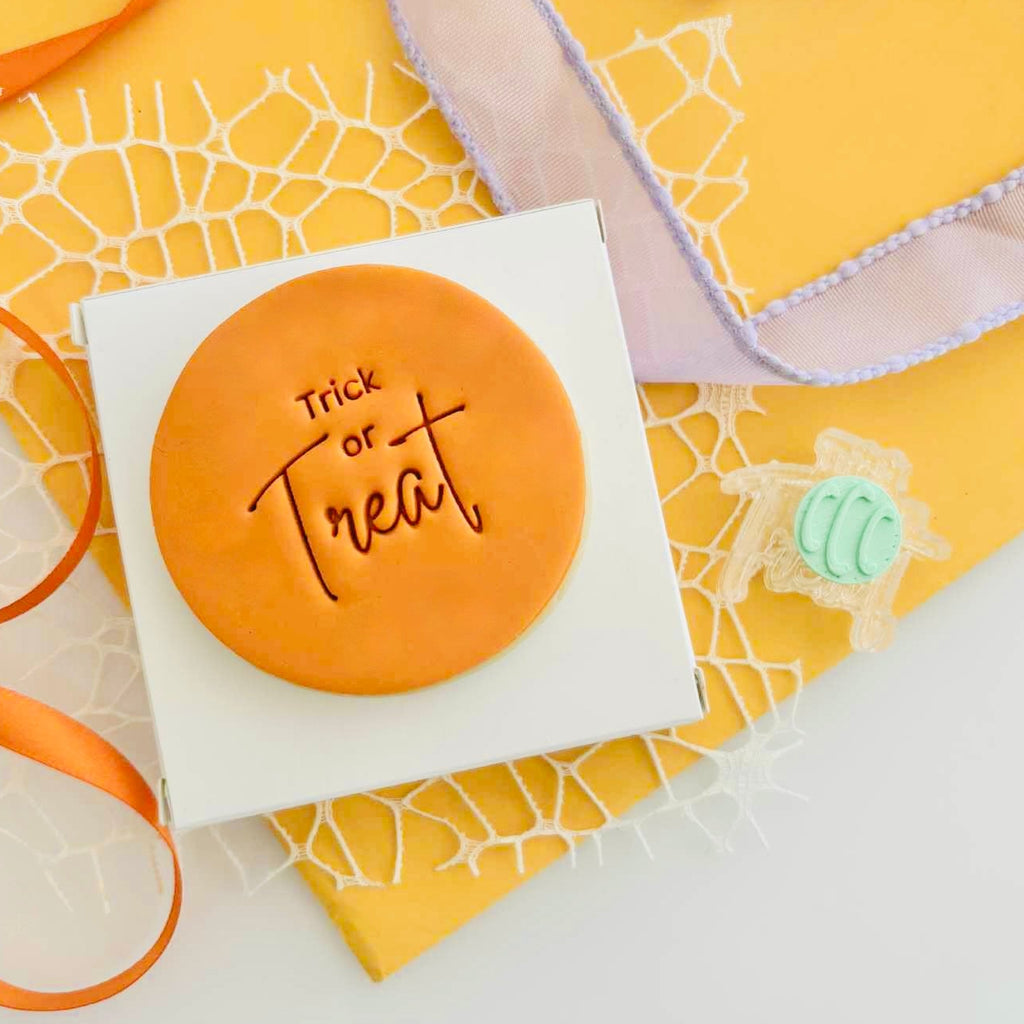 Trick or Treat Text Stamp (SweetP) | Custom Cookie Cutters