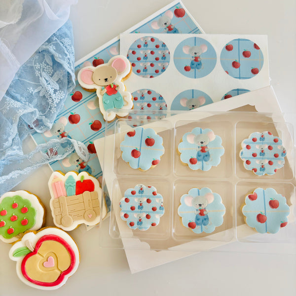 DIGITAL Edible Image Download - Watercolour Mouse & Apples - Circles (SweetP)